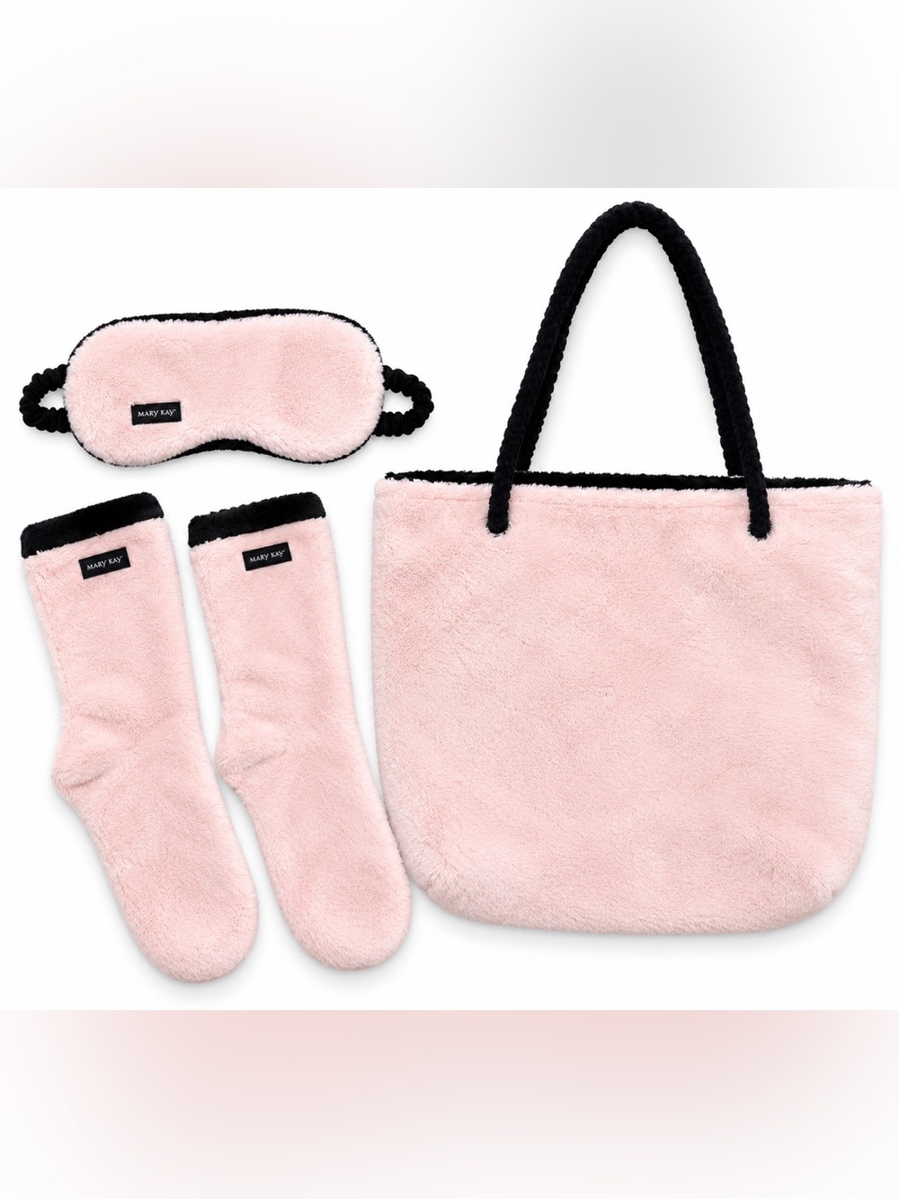 Mary Kay Pink Plush Spa Gift Set Tote Socks & Sleep Mask